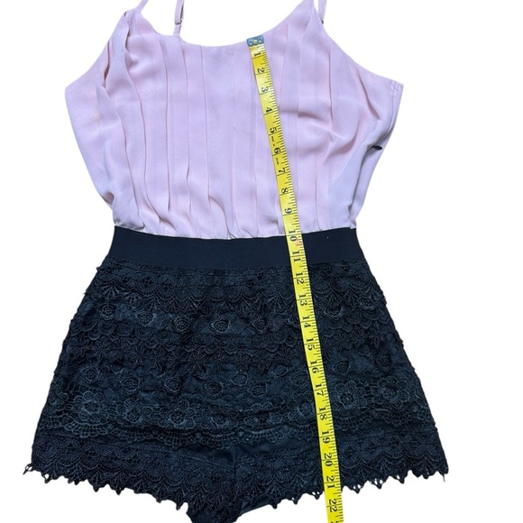 Xtaren .  Pink and Black Lace Romper - Picture 1 of 6